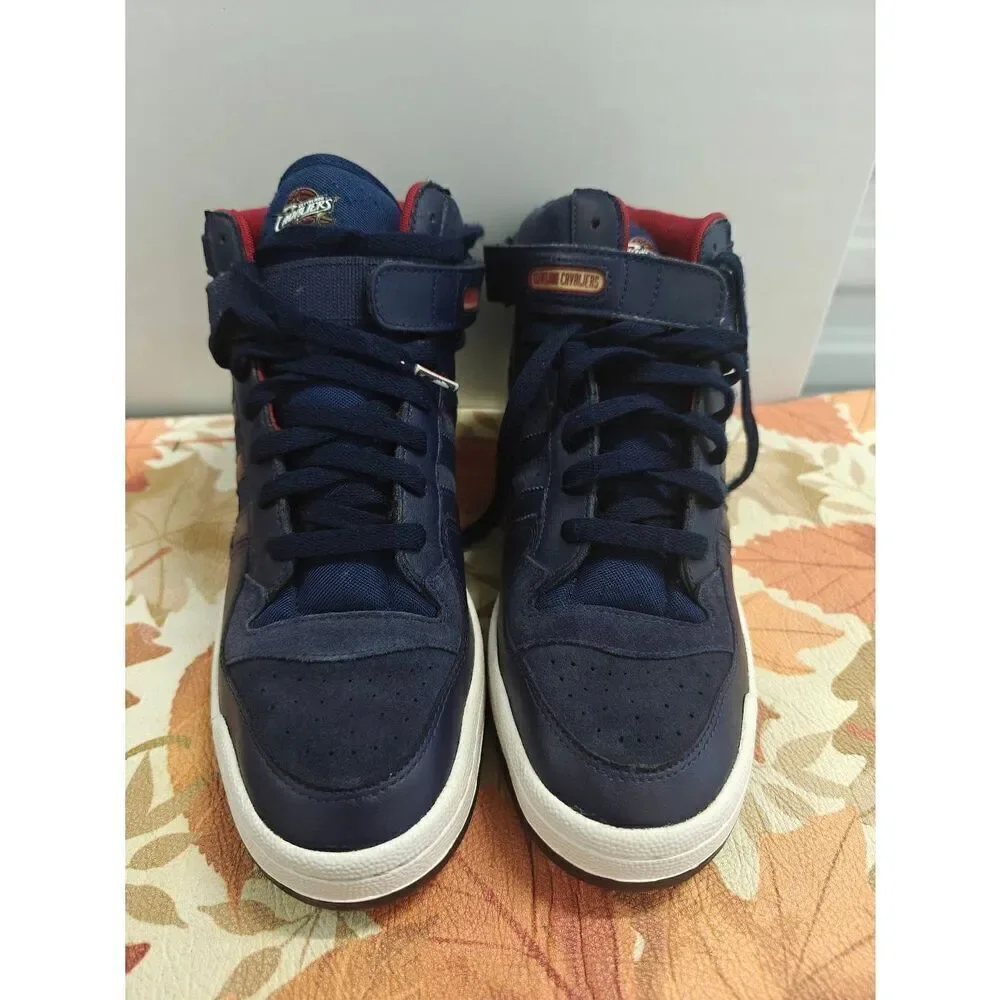 Adidas Forum Mid Cleveland Cavs 2007 LeBron NBA Finals Blue Suede Men's Shoes